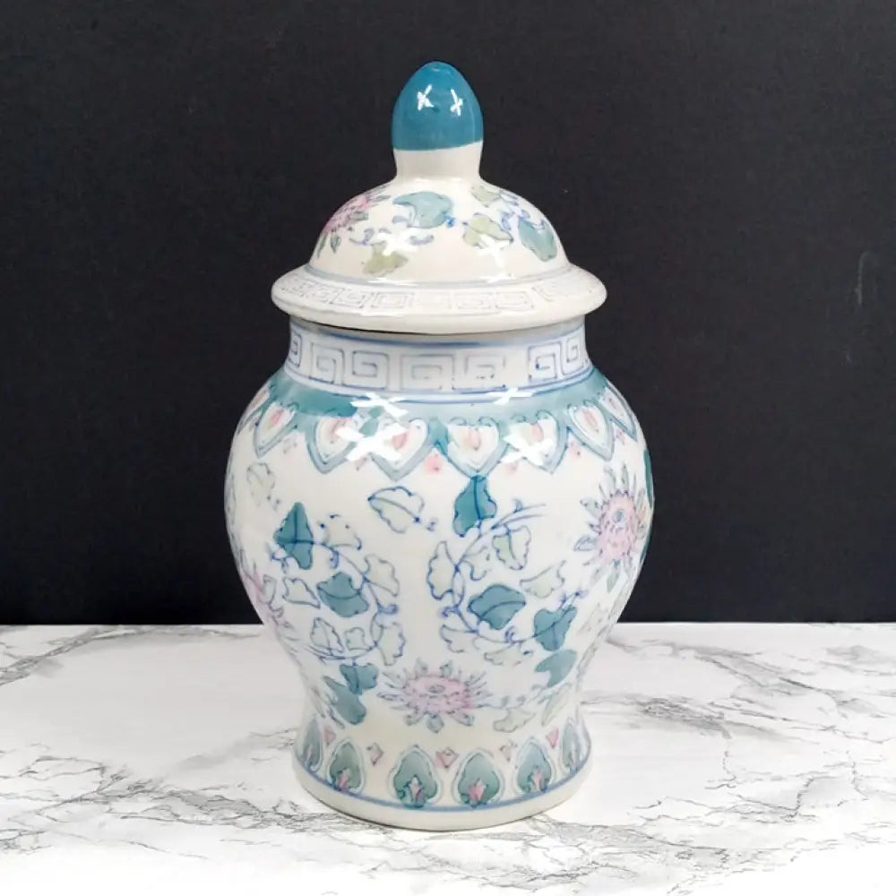 Ginger Jar Asian Hand Painted Porcelain Vintage Decor