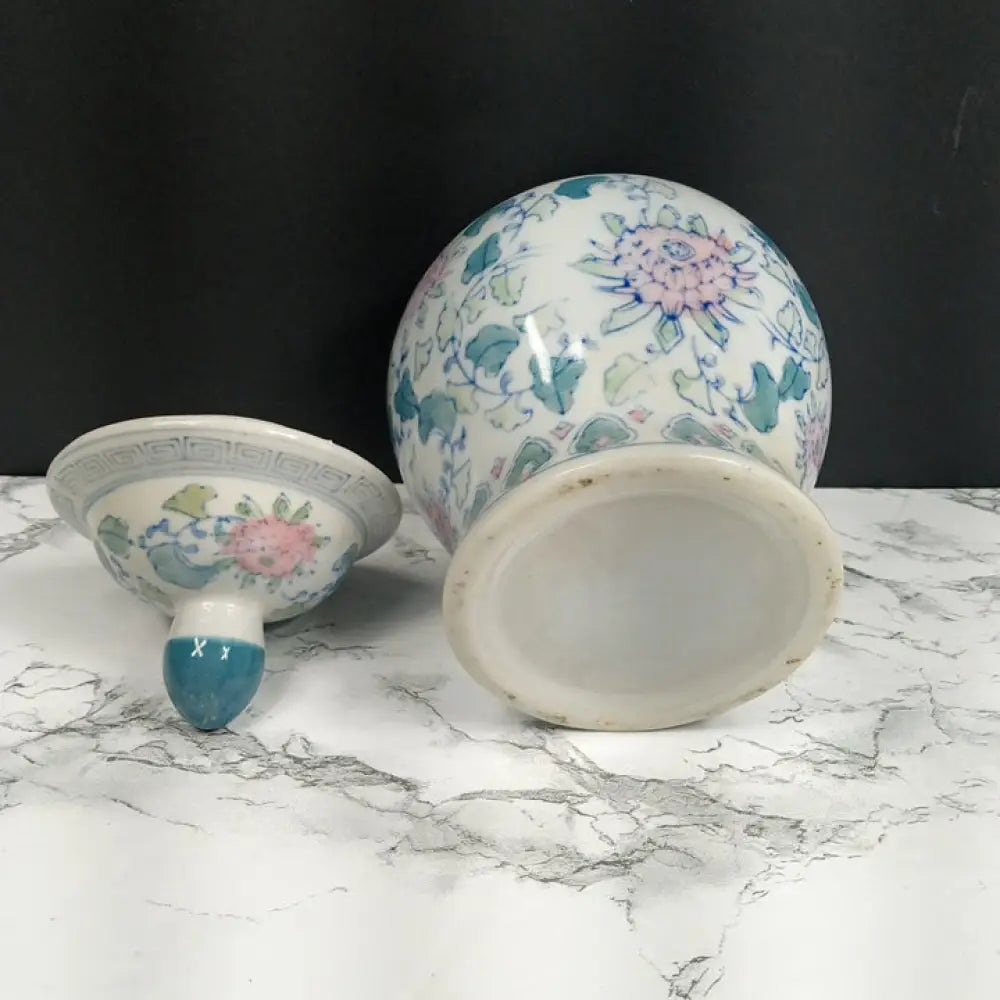Ginger Jar Asian Hand Painted Porcelain Vintage Decor
