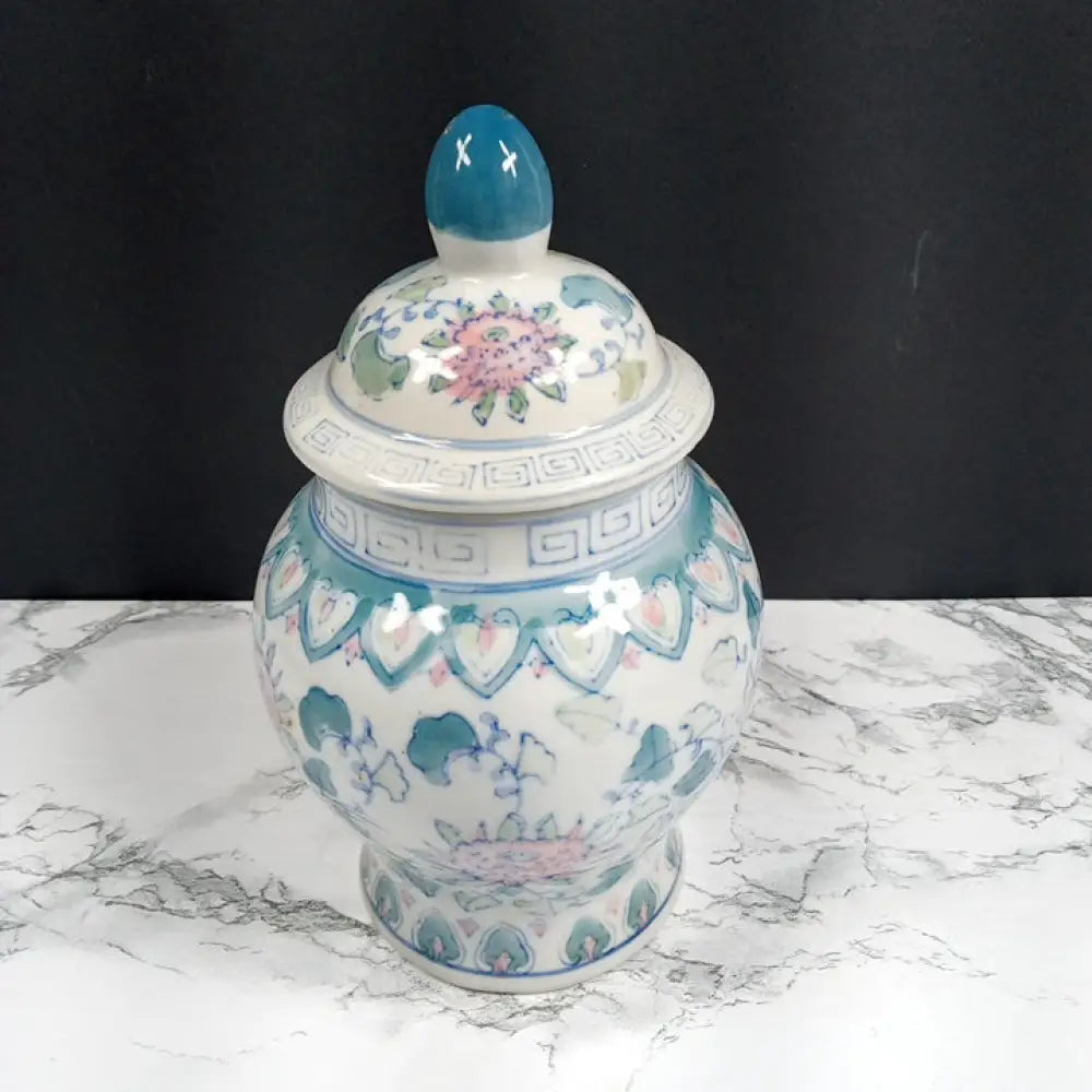 Ginger Jar Asian Hand Painted Porcelain Vintage Decor
