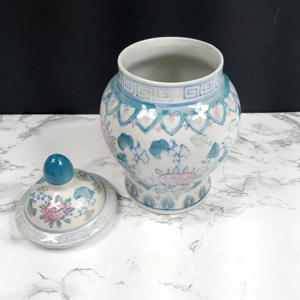 Ginger Jar Asian Hand Painted Porcelain Vintage Decor