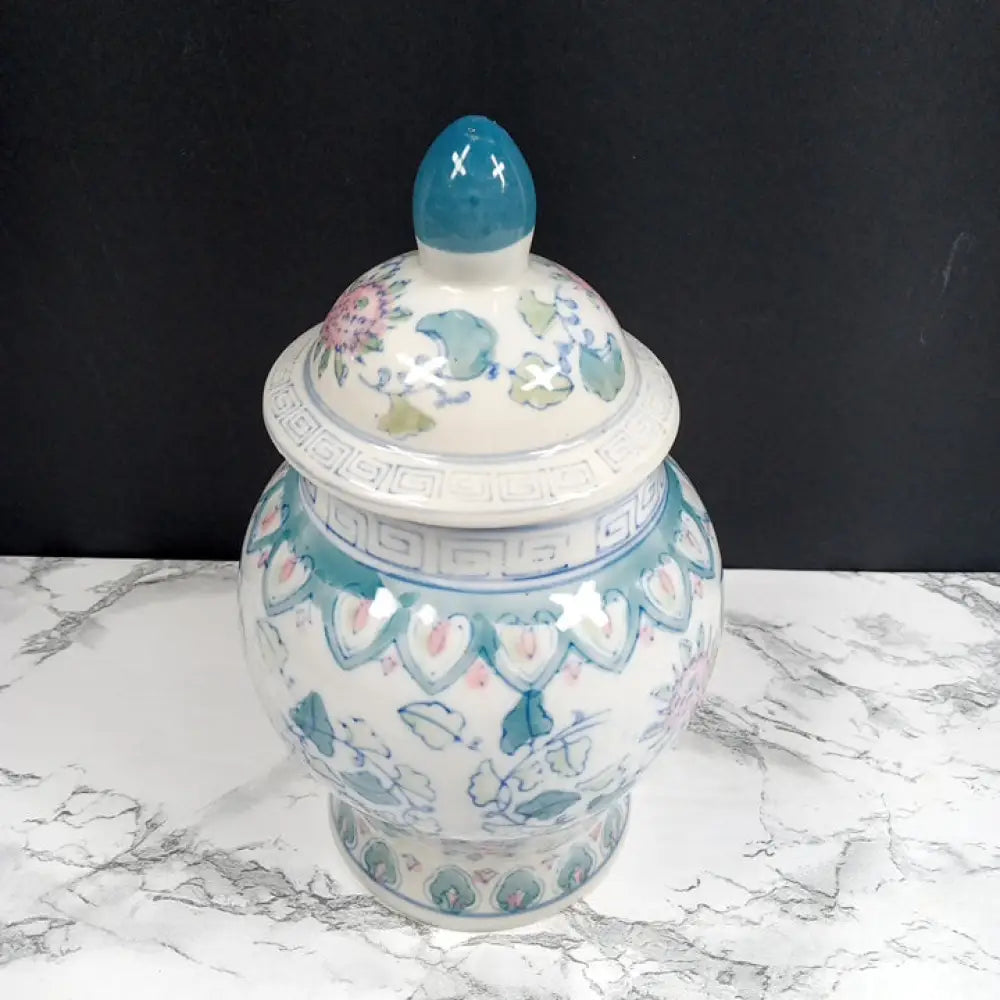 Ginger Jar Asian Hand Painted Porcelain Vintage Decor