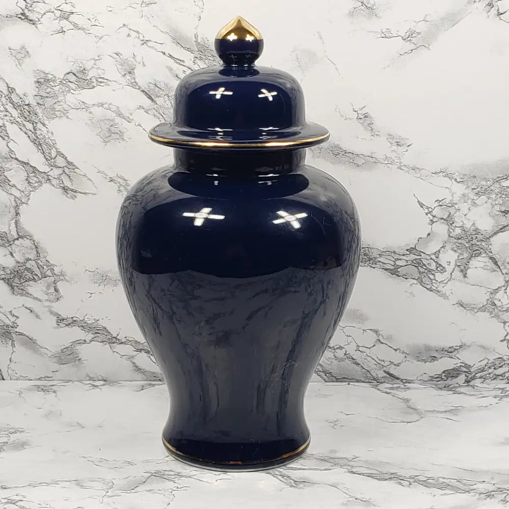 Ginger Jar Cobalt Blue Gold Gilded Porcelain Japan Vintage Vases