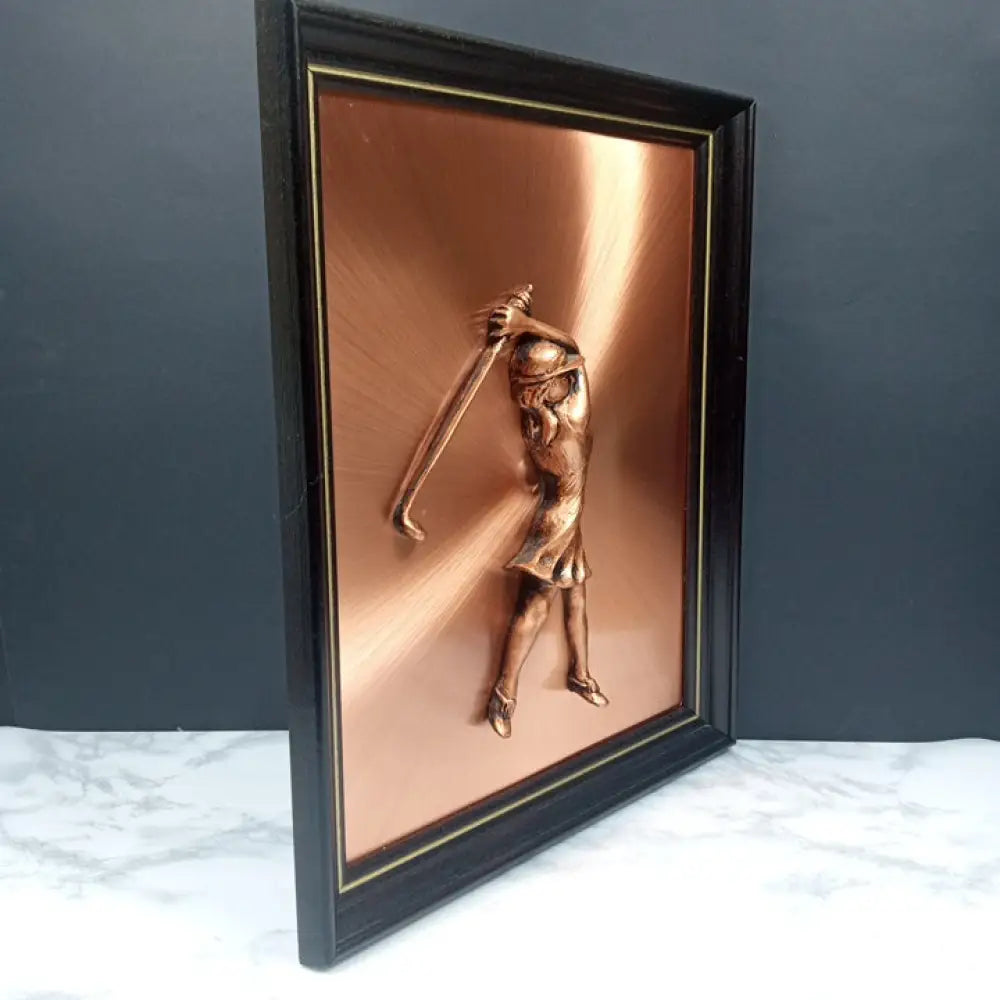 Female Golfer Copper Wall Art ( Vintage ) Decor