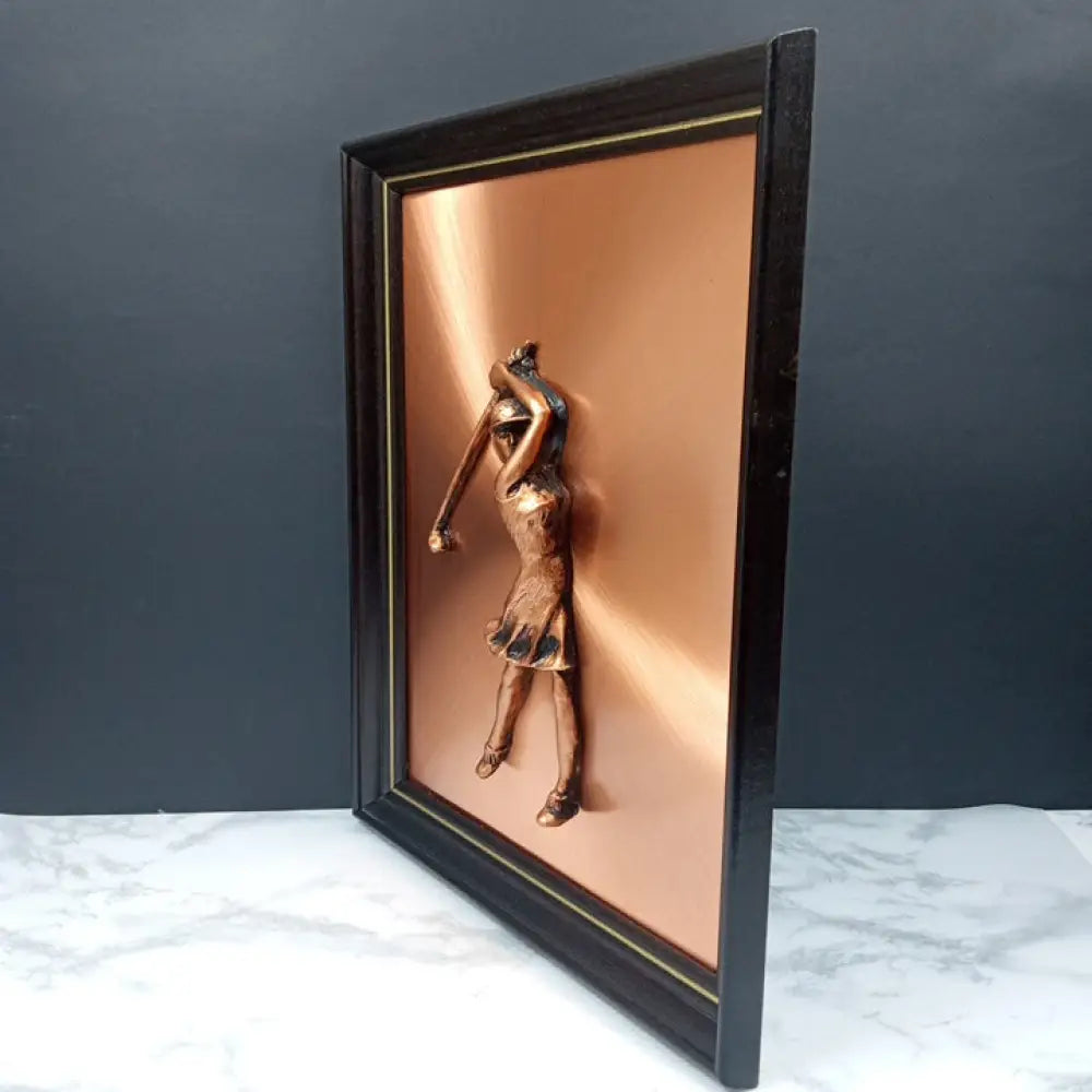 Female Golfer Copper Wall Art ( Vintage ) Decor