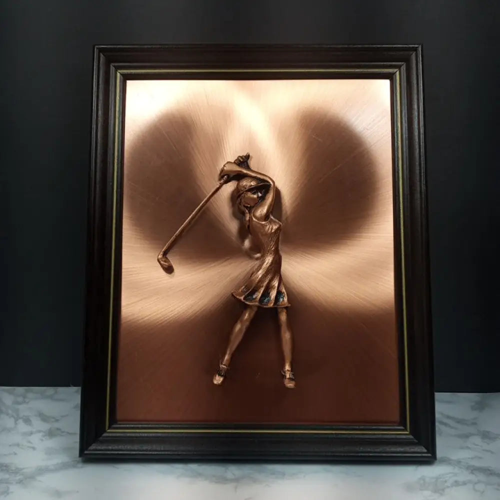 Female Golfer Copper Wall Art ( Vintage ) Decor