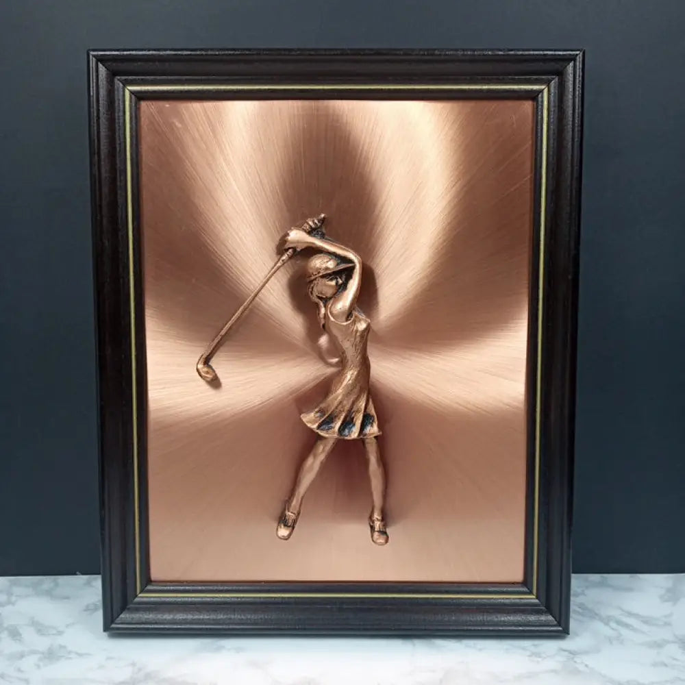 Female Golfer Copper Wall Art ( Vintage ) Decor