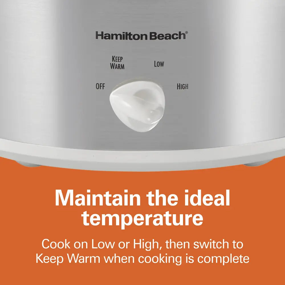 Hamilton Beach 4-Quart Slow Cooker With 3 Cooking Settings Dishwasher-Safe Stoneware Crock & Glass