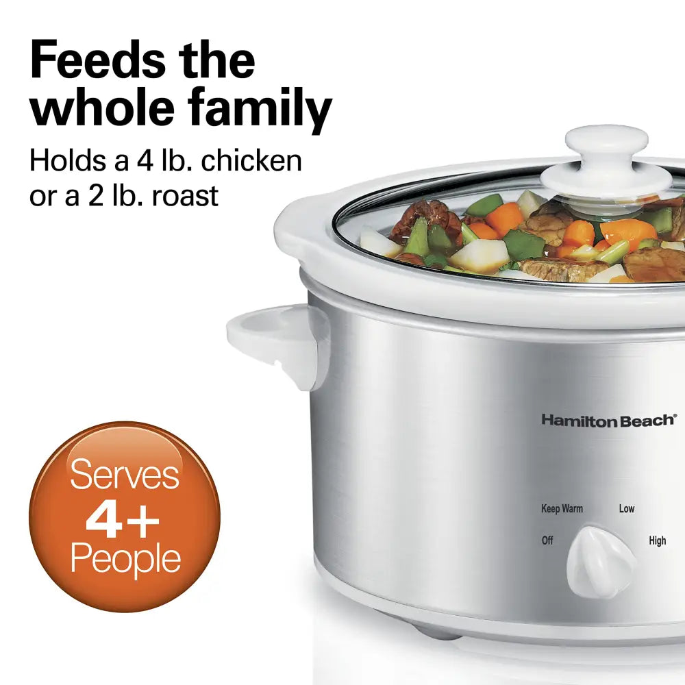 Hamilton Beach 4-Quart Slow Cooker With 3 Cooking Settings Dishwasher-Safe Stoneware Crock & Glass