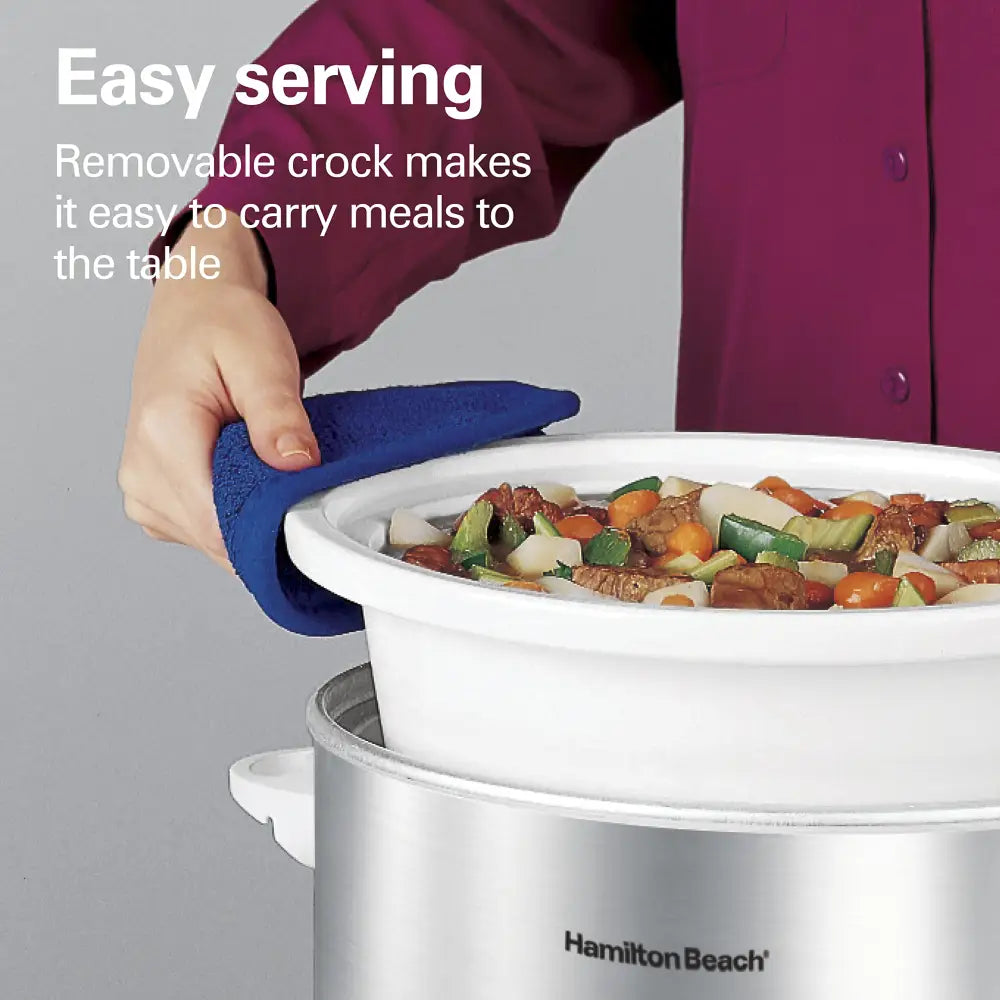 Hamilton Beach 4-Quart Slow Cooker With 3 Cooking Settings Dishwasher-Safe Stoneware Crock & Glass