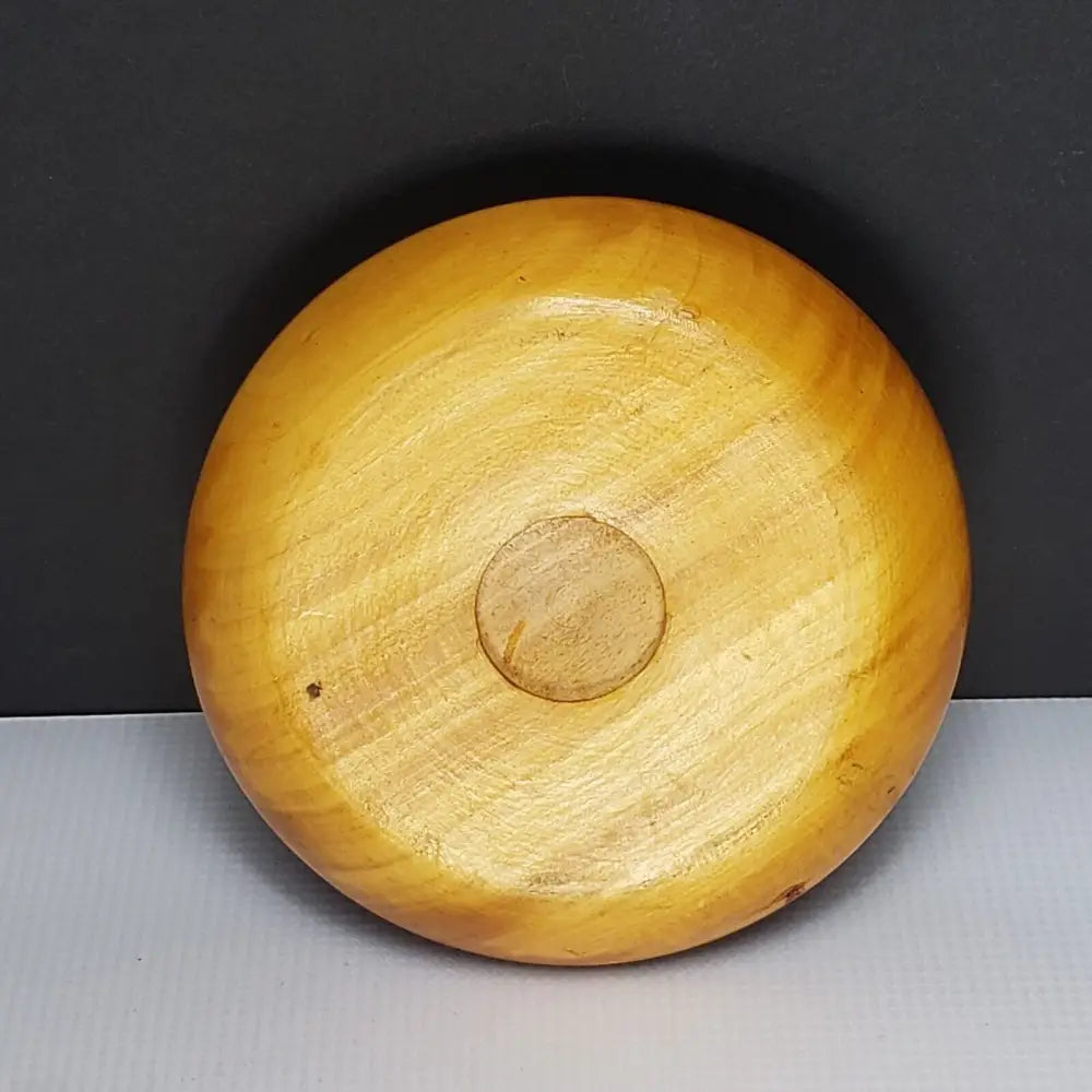 Hand Carved Copper Inlayed Round Lidded Wood Box (Vintage) Decor