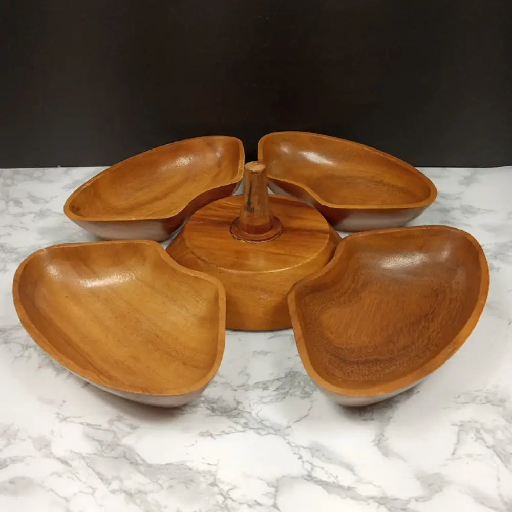 Hand Carved Lazy Susan Serving Tray ( Vintage ) Decor