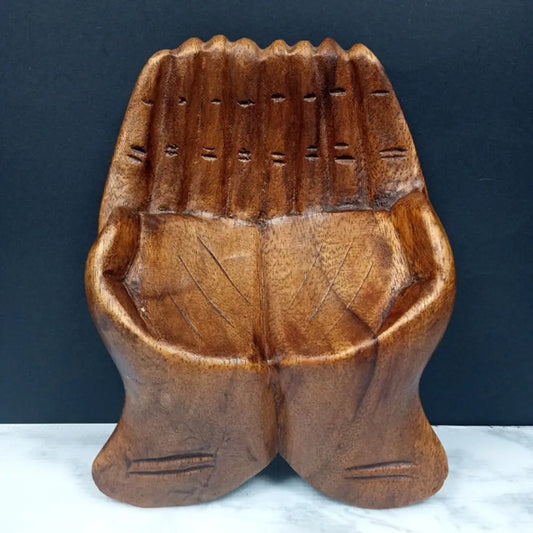 Hand Carved Open Hands Solid Wood ( Vintage ) Decor