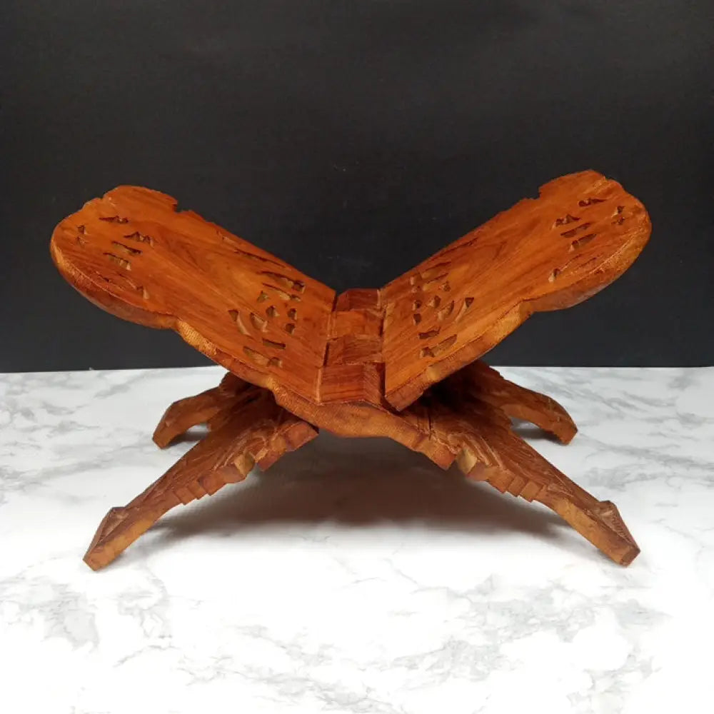 Hand Carved Sheesham Wood Lion Motif Book Stand ( Vintage ) Decor