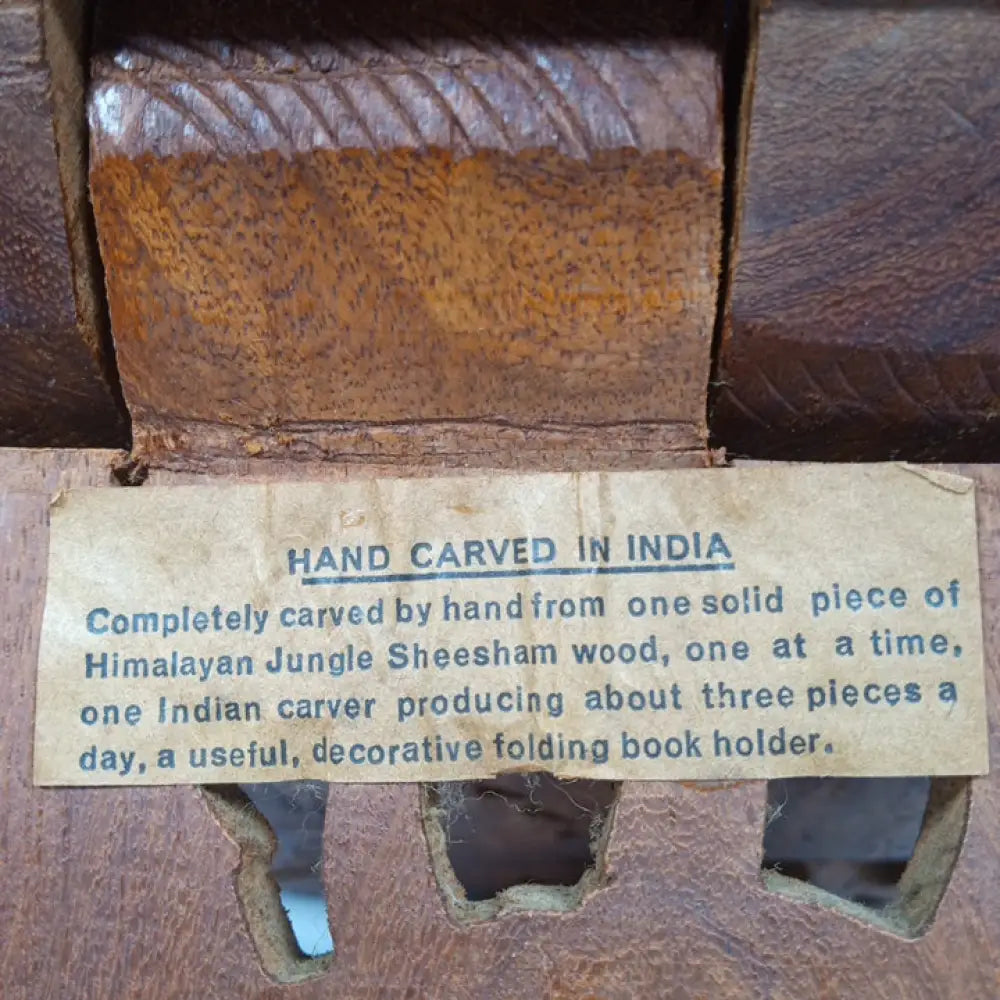 Hand Carved Sheesham Wood Lion Motif Book Stand ( Vintage ) Decor