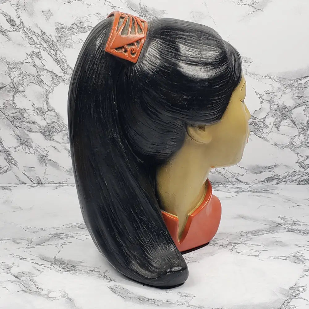 Hand Painted Asian Woman Statue Brower Vintage Home & Garden