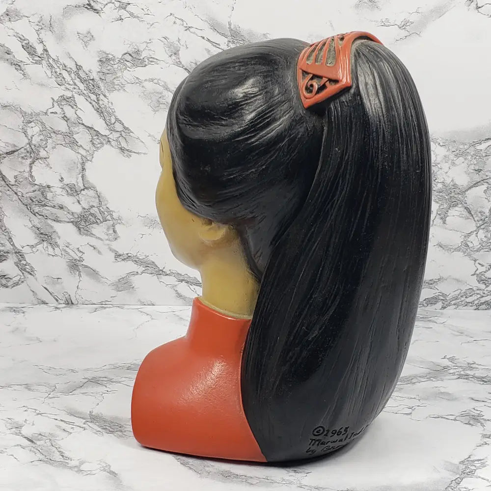 Hand Painted Asian Woman Statue Brower Vintage Home & Garden