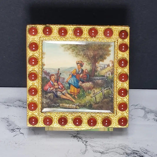 Hand Painted Italian Makeup Compact (Vintage) Decor
