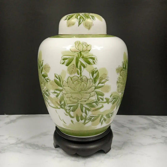 Hand Painted Japanese Porcelain Ginger Jar ( Vintage ) Decor