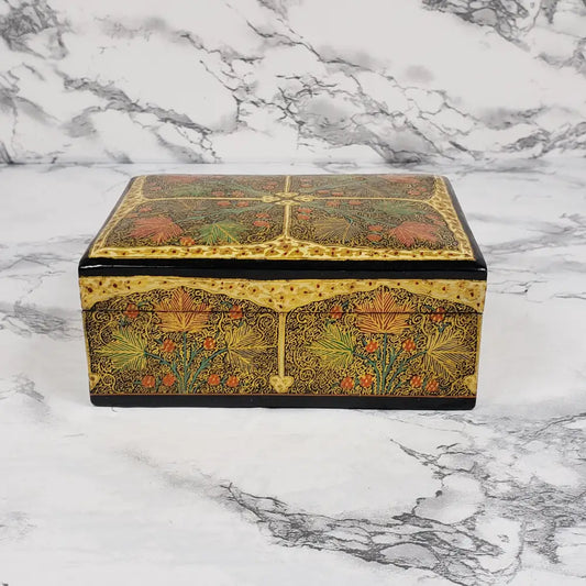 Hand Painted Lacquer Box Kashmir Vintage Decor