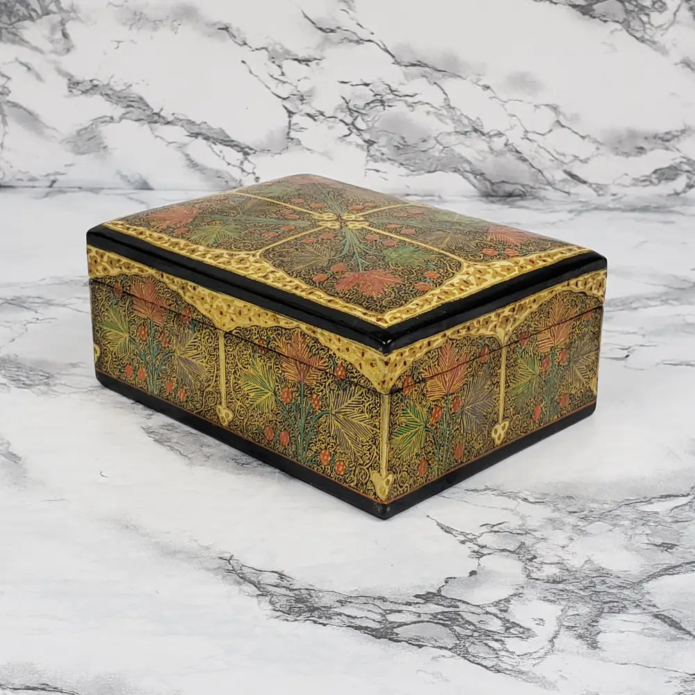 Hand Painted Lacquer Box Kashmir Vintage Decor