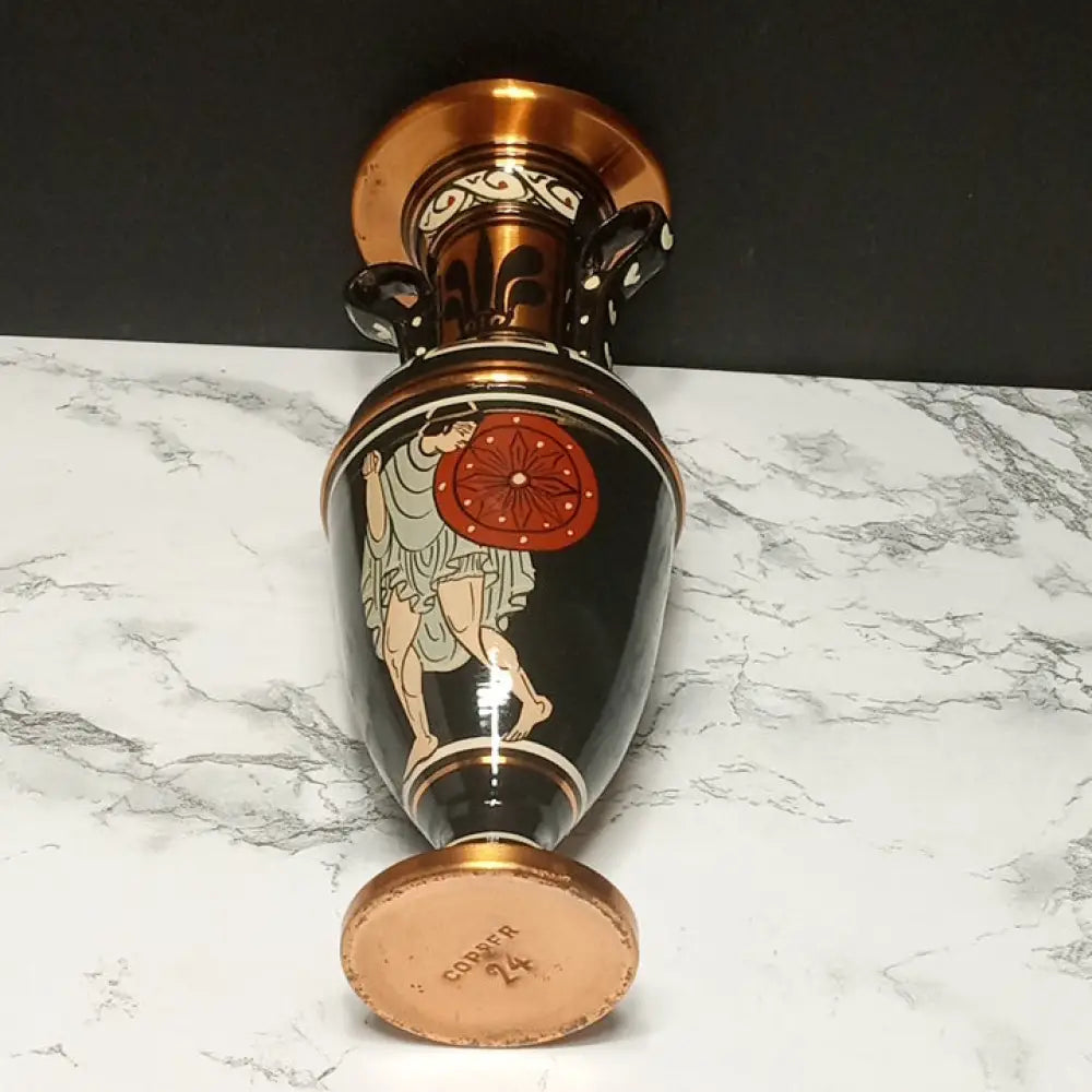 Hand Painted Solid Copper Greek Vase ( Vintage ) Decor