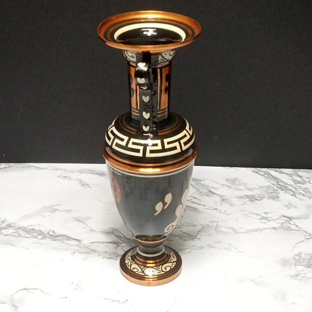 Hand Painted Solid Copper Greek Vase ( Vintage ) Decor