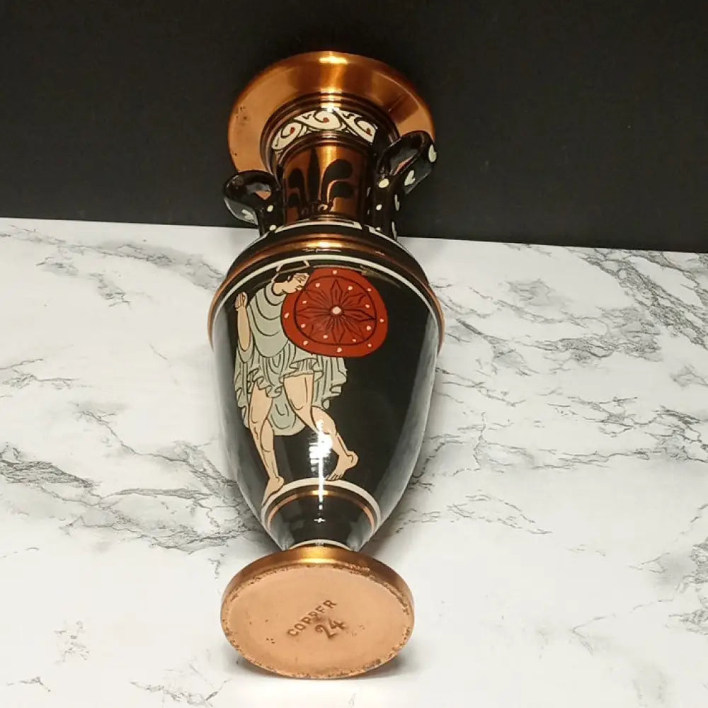 Hand Painted Solid Copper Greek Vase ( Vintage ) Decor