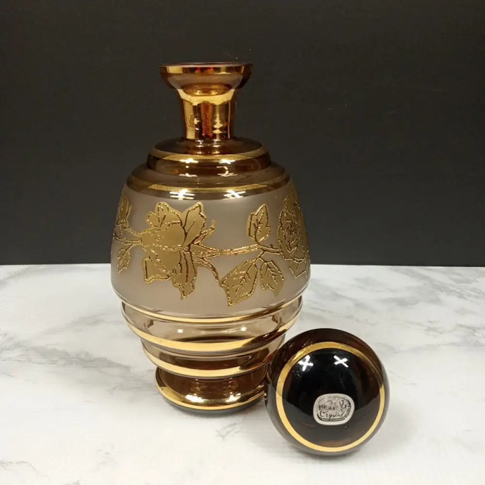 Handmade Bohemian Crystal Bottle With Stopper ( Vintage ) Decor