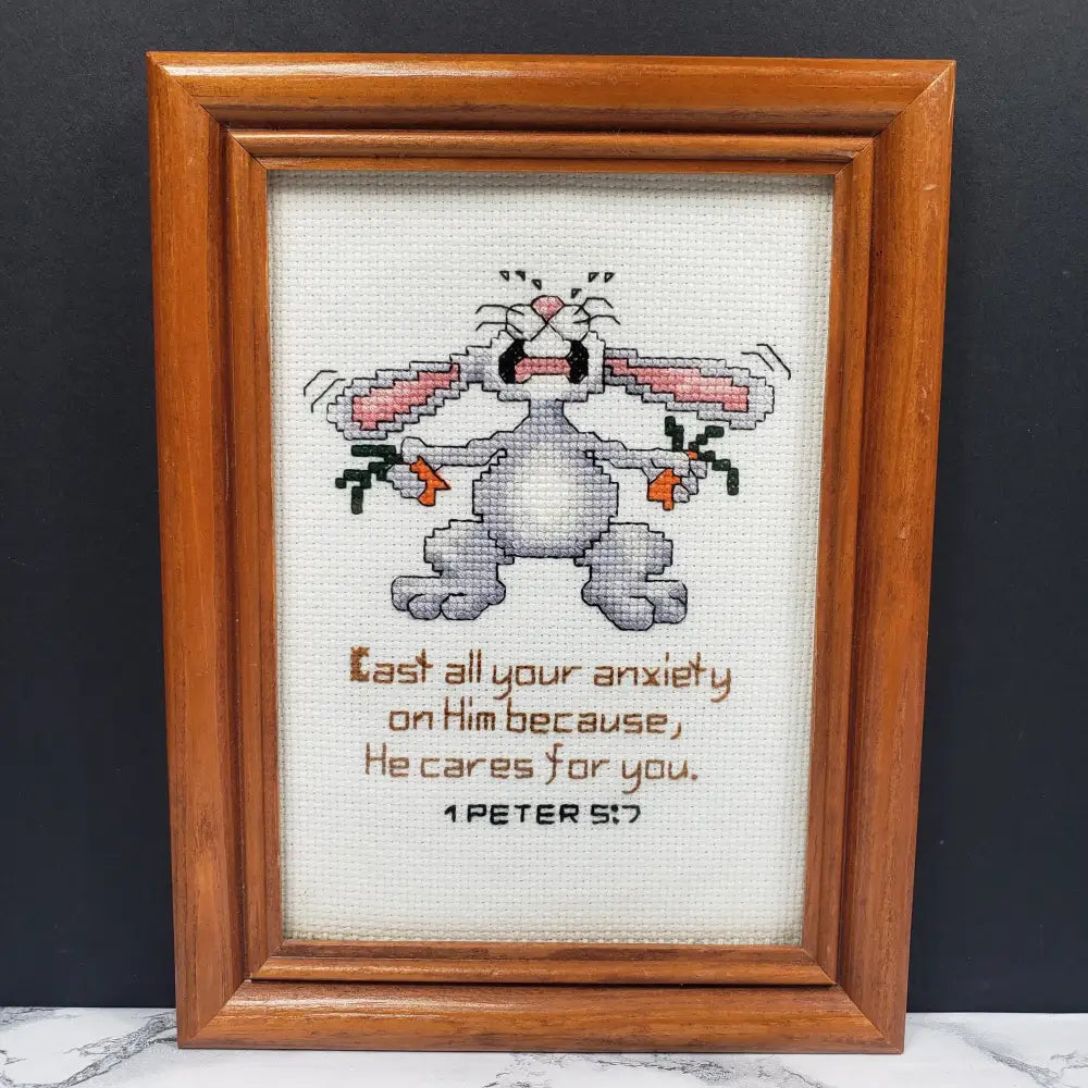 Handmade Framed Religious Needlepoint Vintage Decor