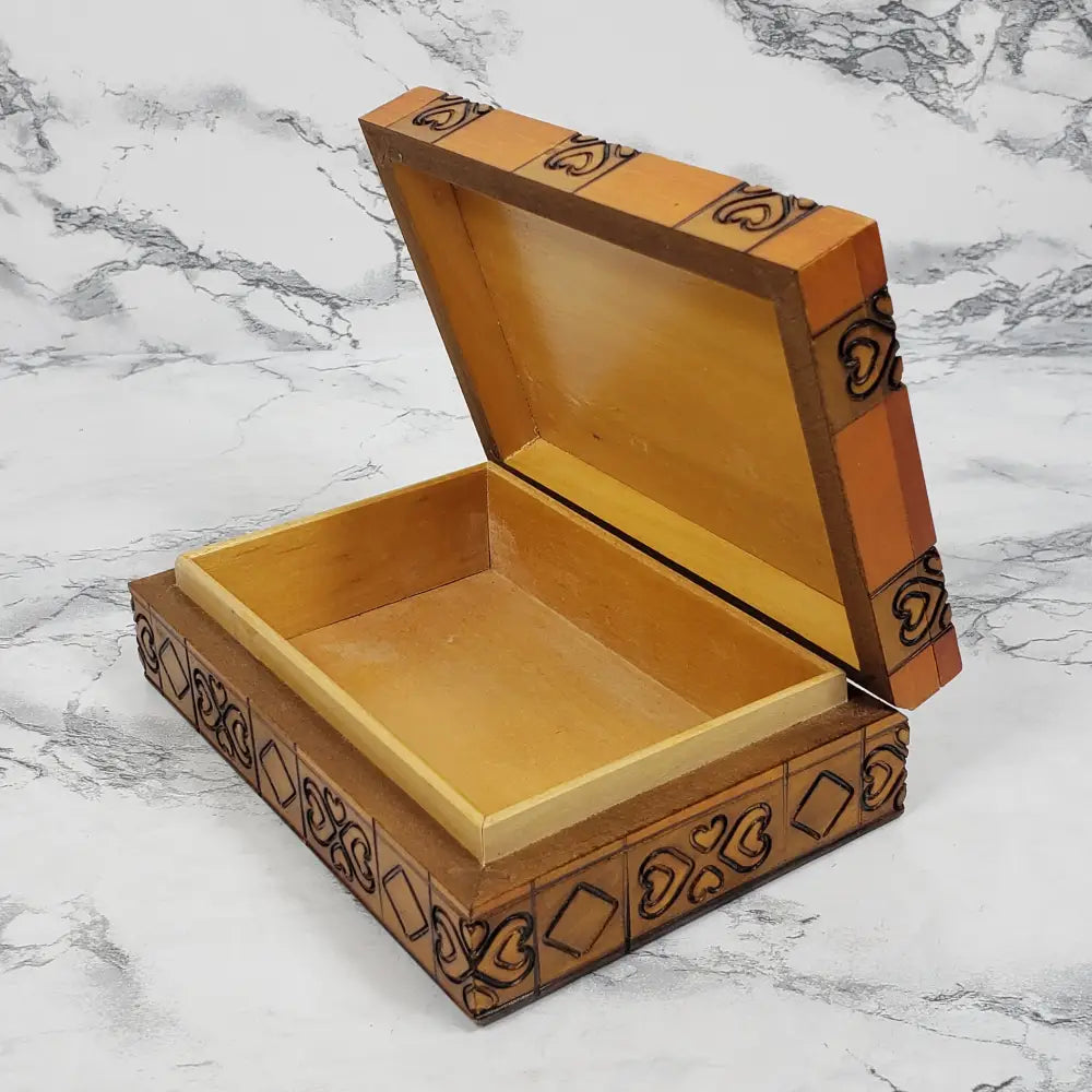 Handmade Hinge Lid Wooden Box Vintage Collectibles