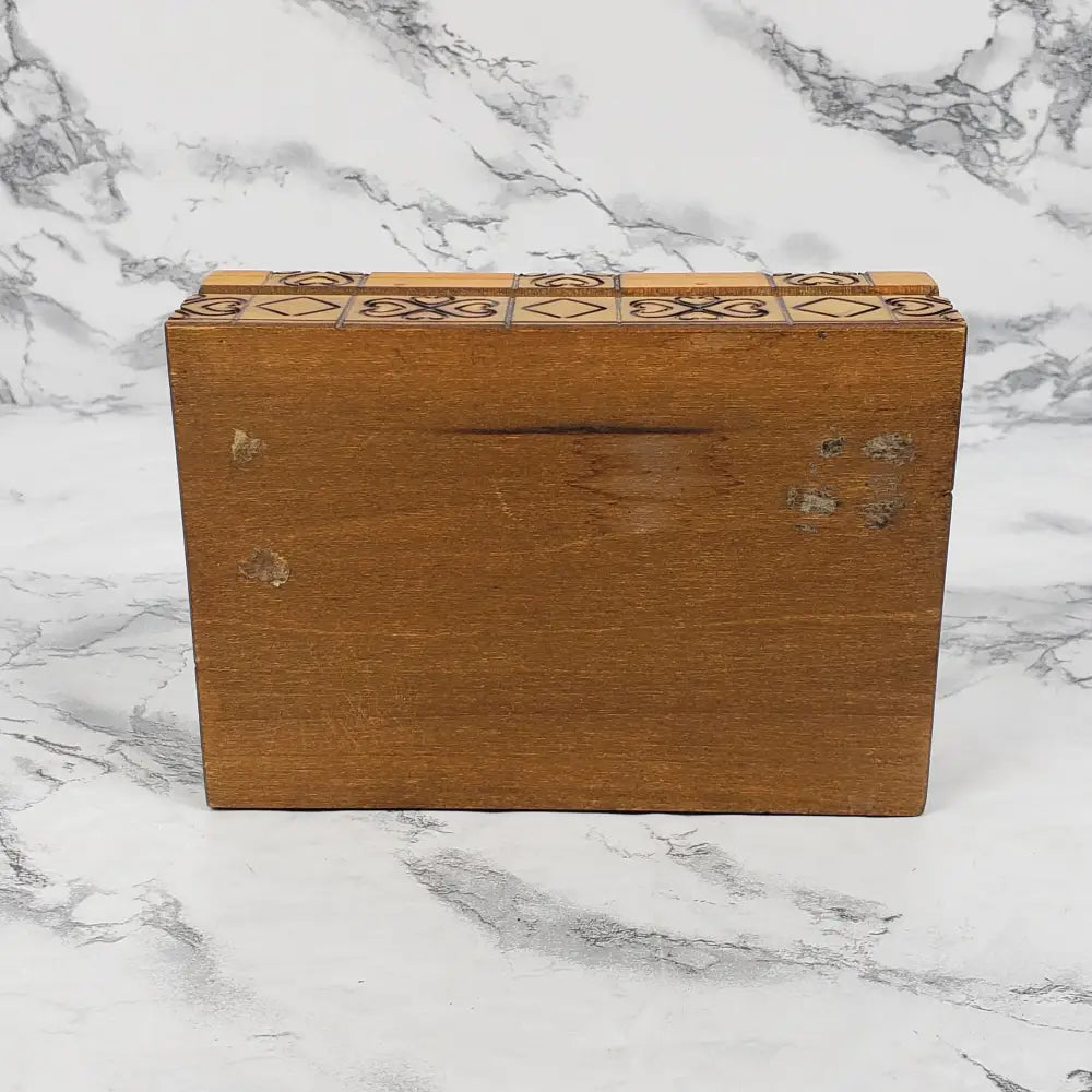 Handmade Hinge Lid Wooden Box Vintage Collectibles