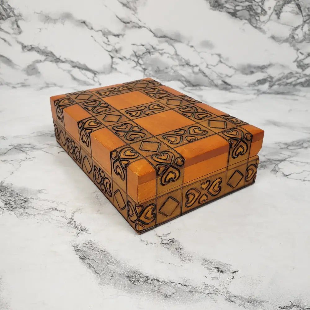 Handmade Hinge Lid Wooden Box Vintage Collectibles