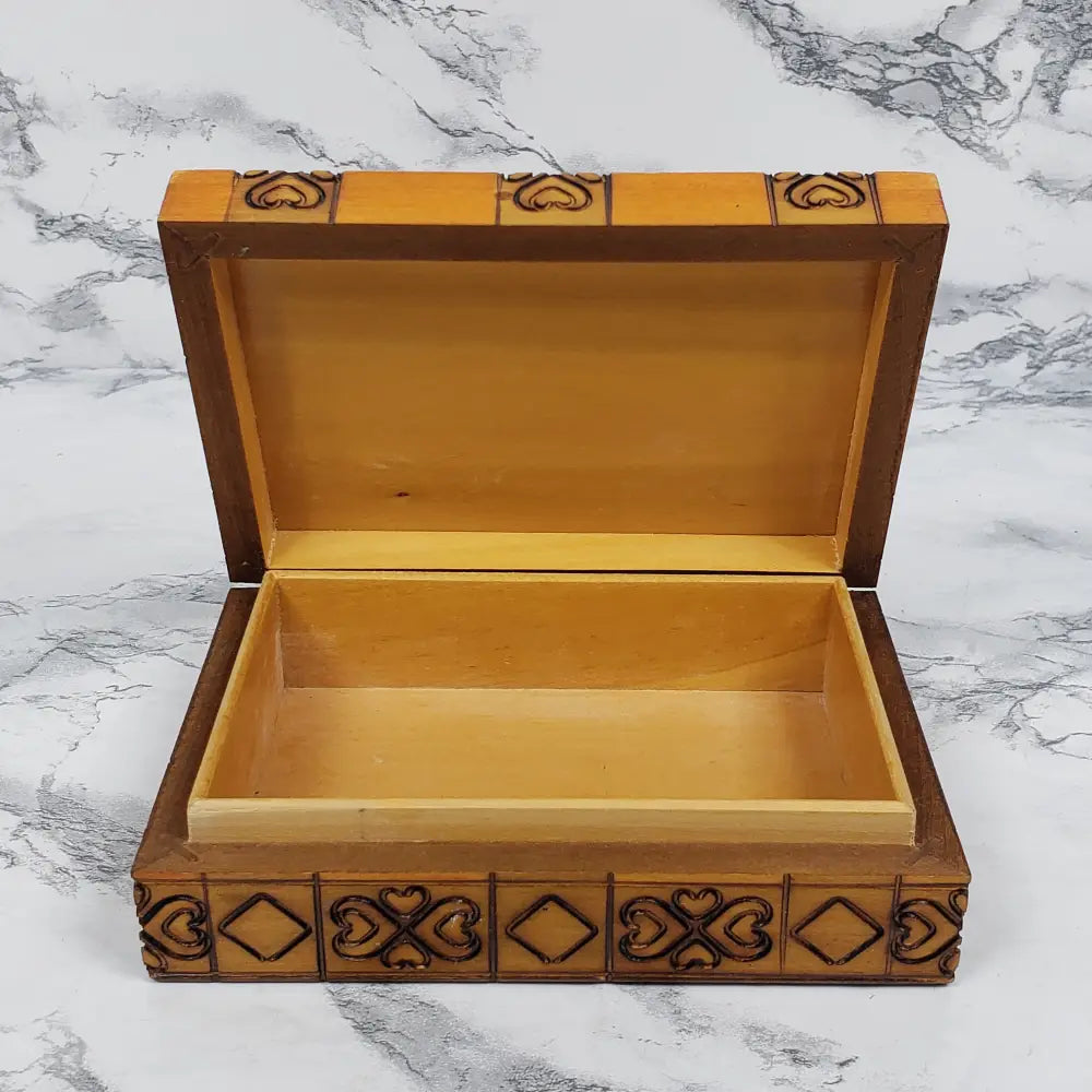 Handmade Hinge Lid Wooden Box Vintage Collectibles