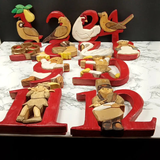 Handmade Solid Wood Twelve Days Of Christmas Vintage Decor