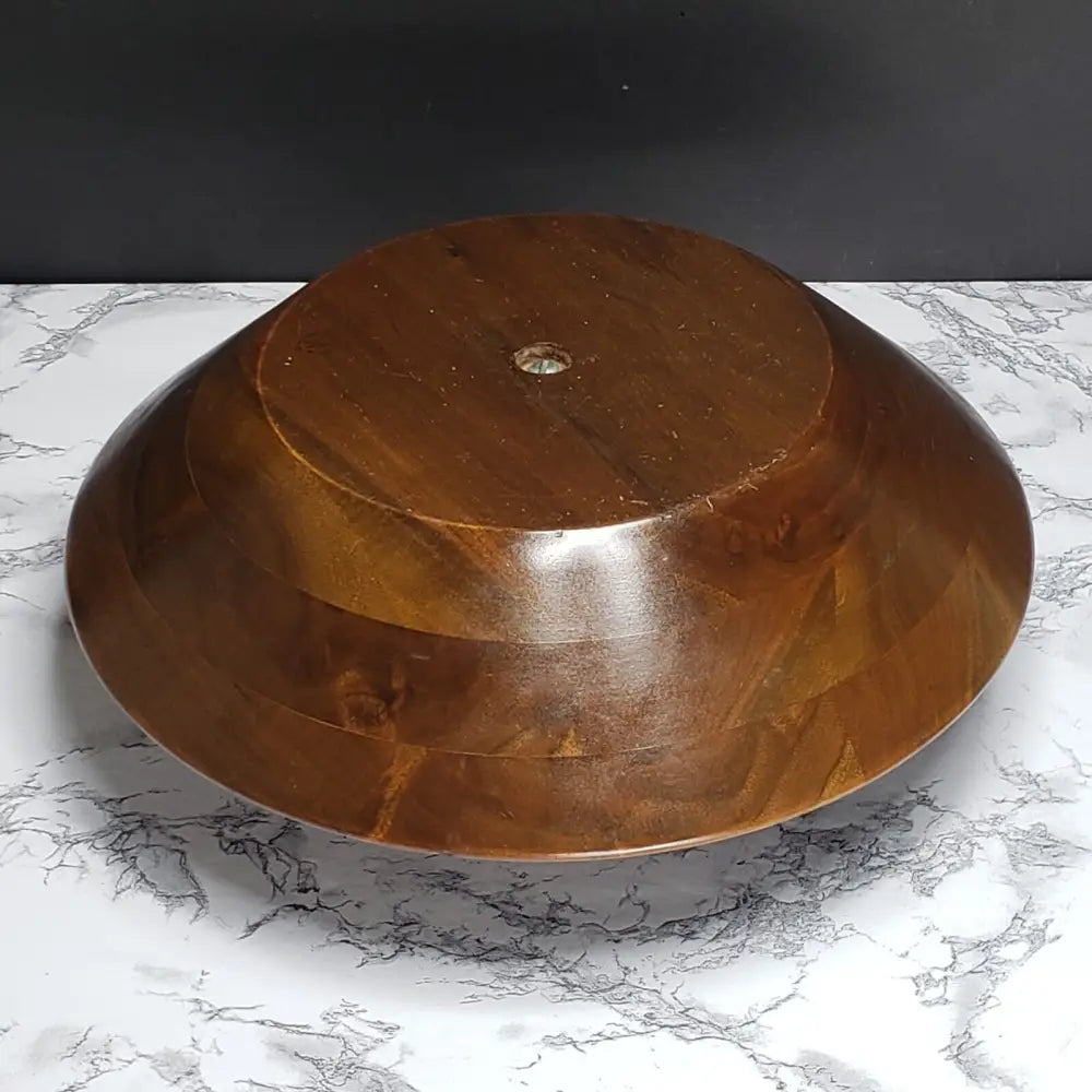 Handmade Walnut Bowl Two Tier Solid Wood Vintage Decor