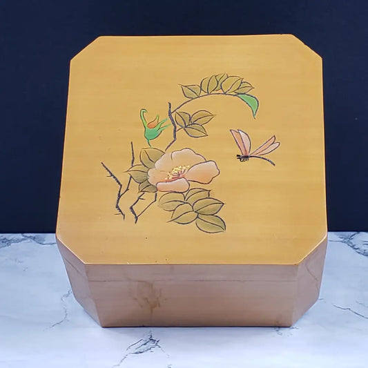 Handmade Wood Butterfly Vanity Box Vintage Decor