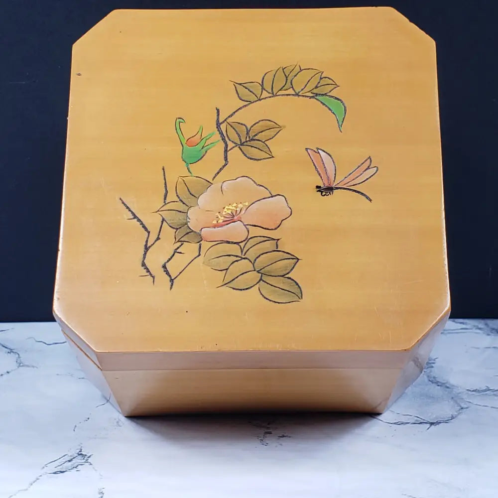 Handmade Wood Butterfly Vanity Box Vintage Decor