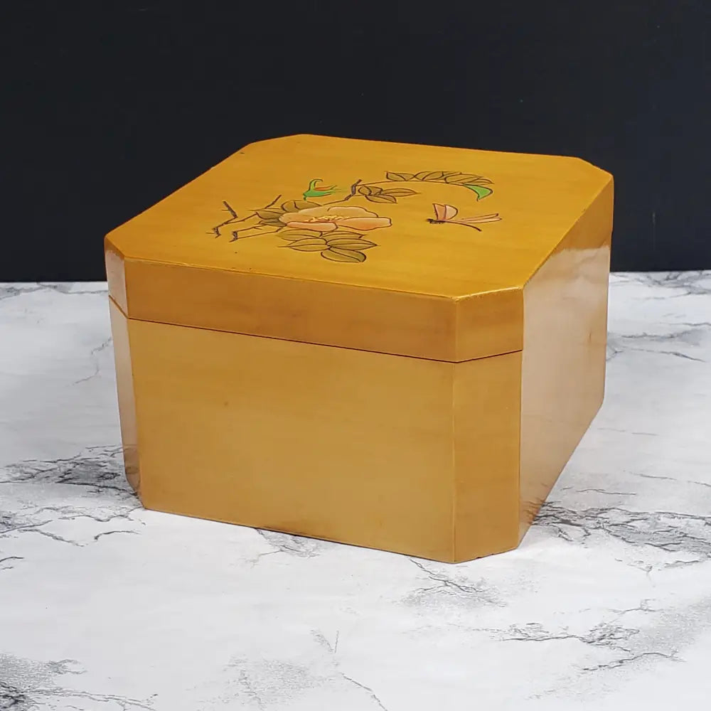 Handmade Wood Butterfly Vanity Box Vintage Decor