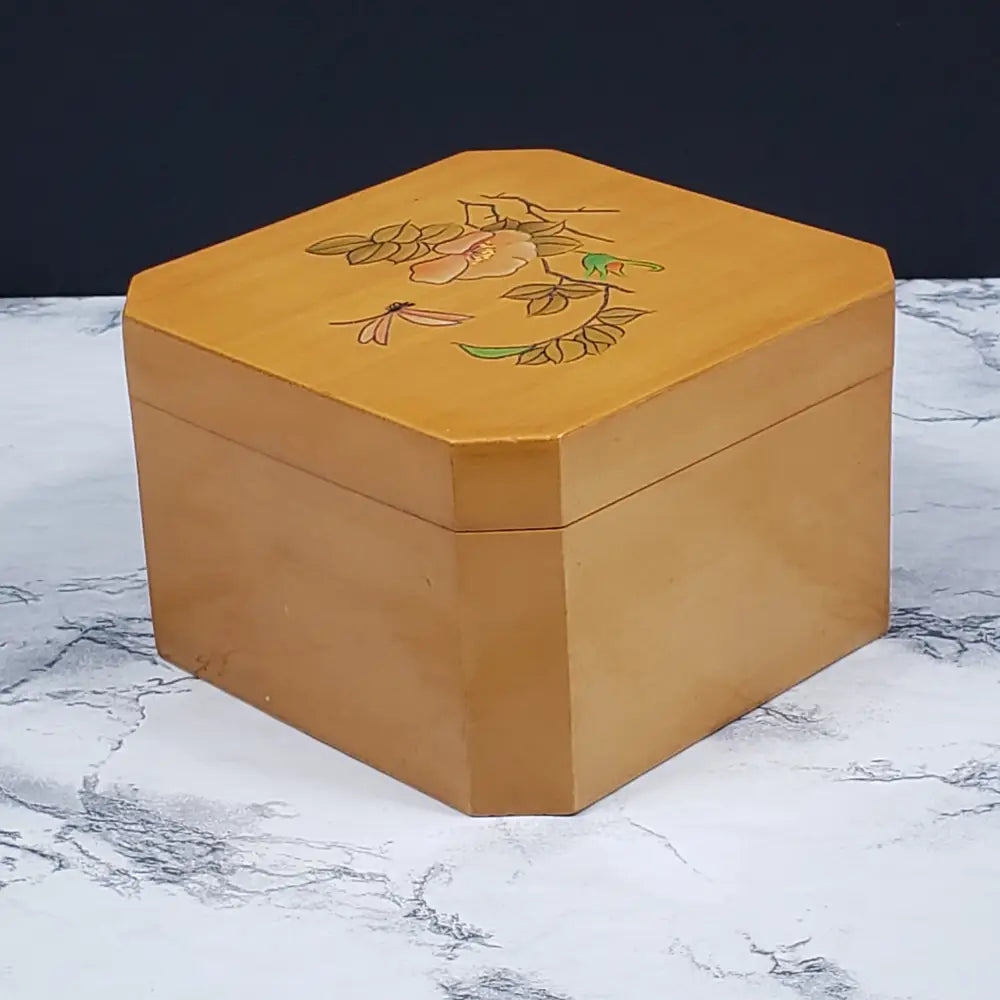 Handmade Wood Butterfly Vanity Box Vintage Decor