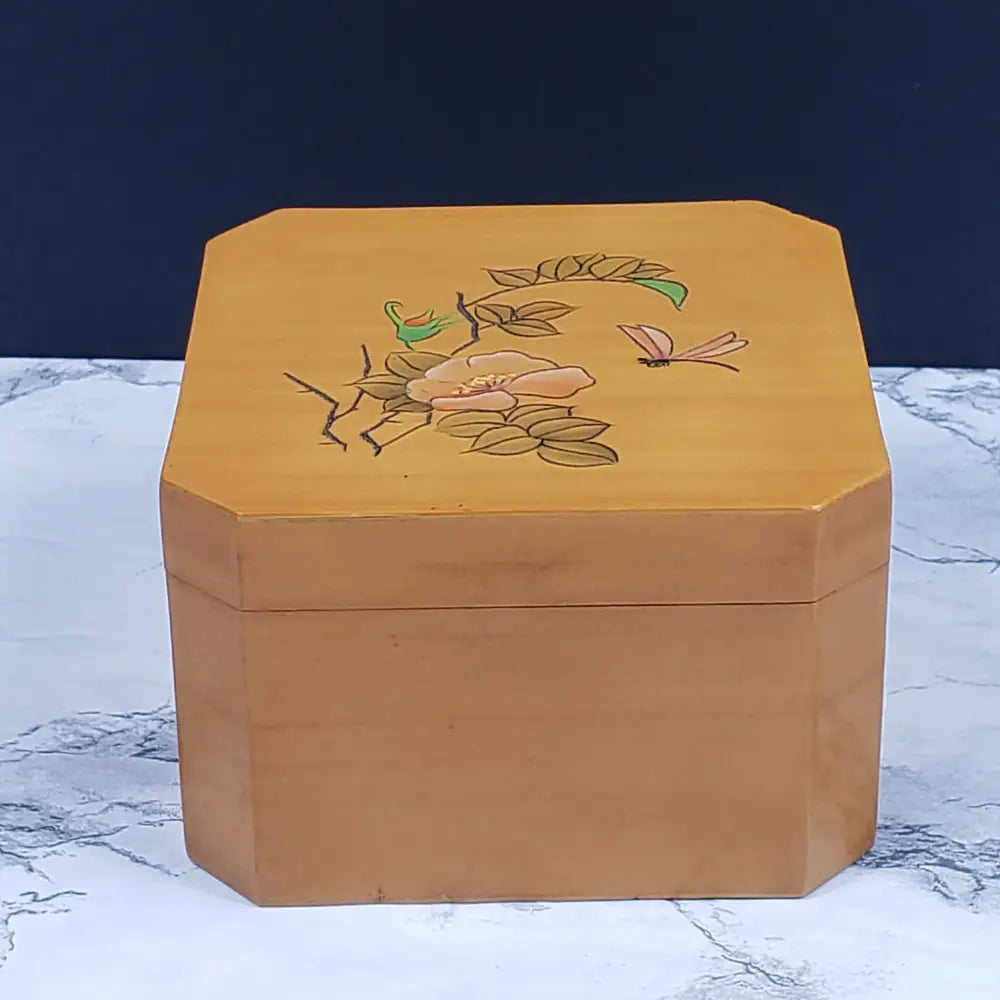 Handmade Wood Butterfly Vanity Box Vintage Decor