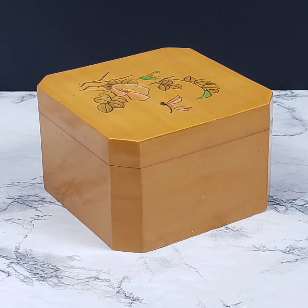 Handmade Wood Butterfly Vanity Box Vintage Decor
