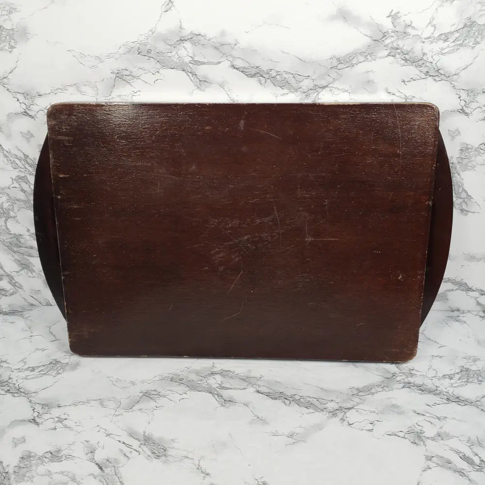 Handmade Wood Embossed Leather Mayan Serving Tray Vintage Kitchen & Dining