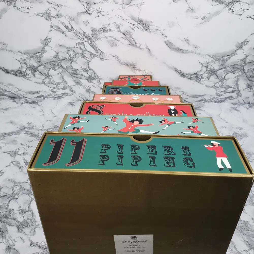 Harry & David Twelve Days Christmas Tower Drawer Box Seasonal Holiday Decorations