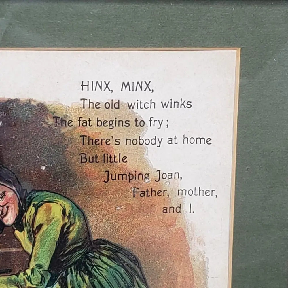 Framed Hinx Minx Nursery Rhyme Vintage Book Page - Decor