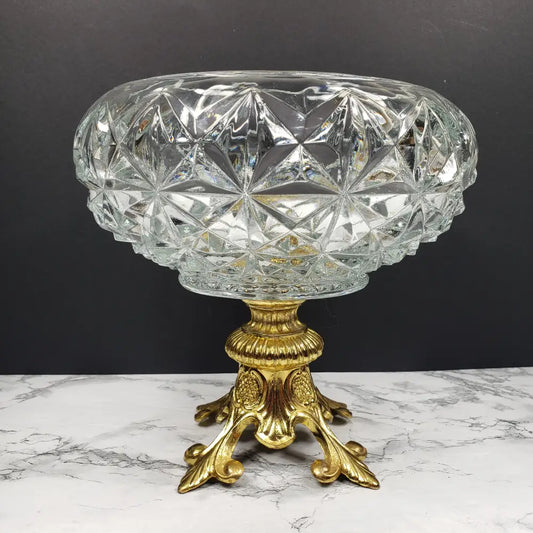 Hollywood Regency Centerpiece Comport Pedestal Dish Vintage Decor