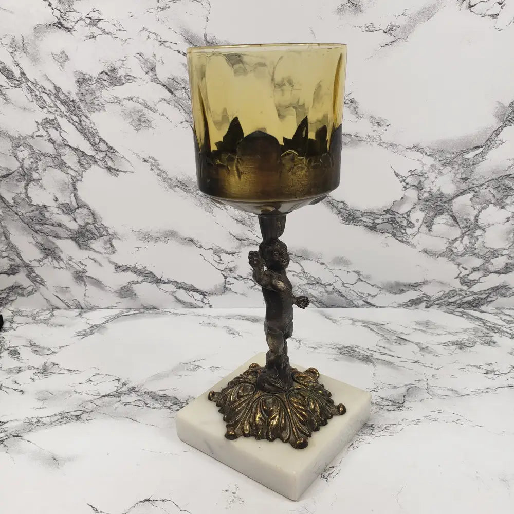 Hollywood Regency Cherub Candle Holder Vintage Decor