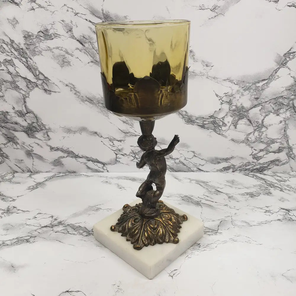 Hollywood Regency Cherub Candle Holder Vintage Decor