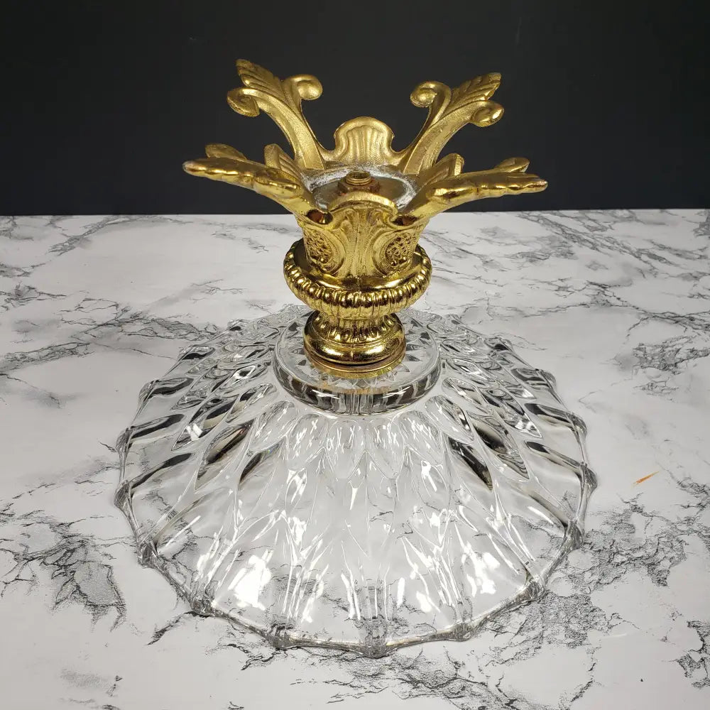 Hollywood Regency Crystal Pedestal Centerpiece Vintage Decor