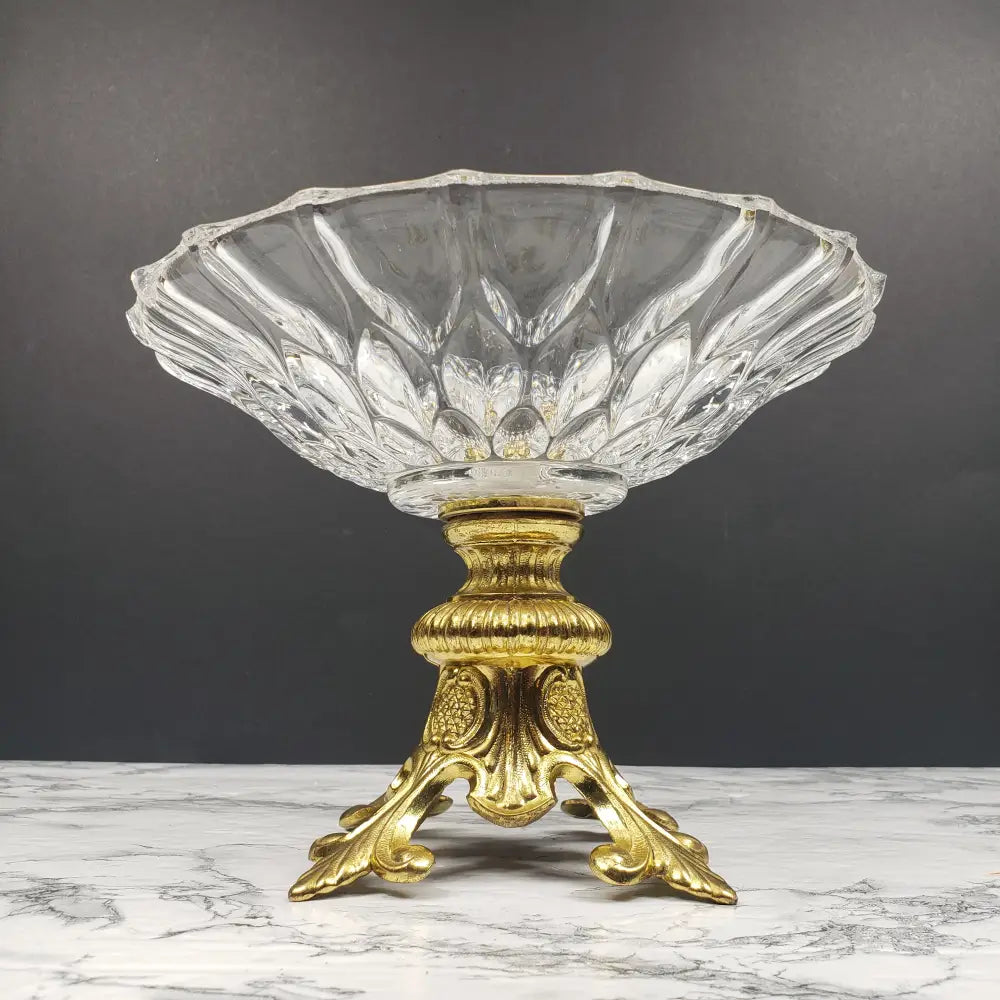 Hollywood Regency Crystal Pedestal Centerpiece Vintage Decor