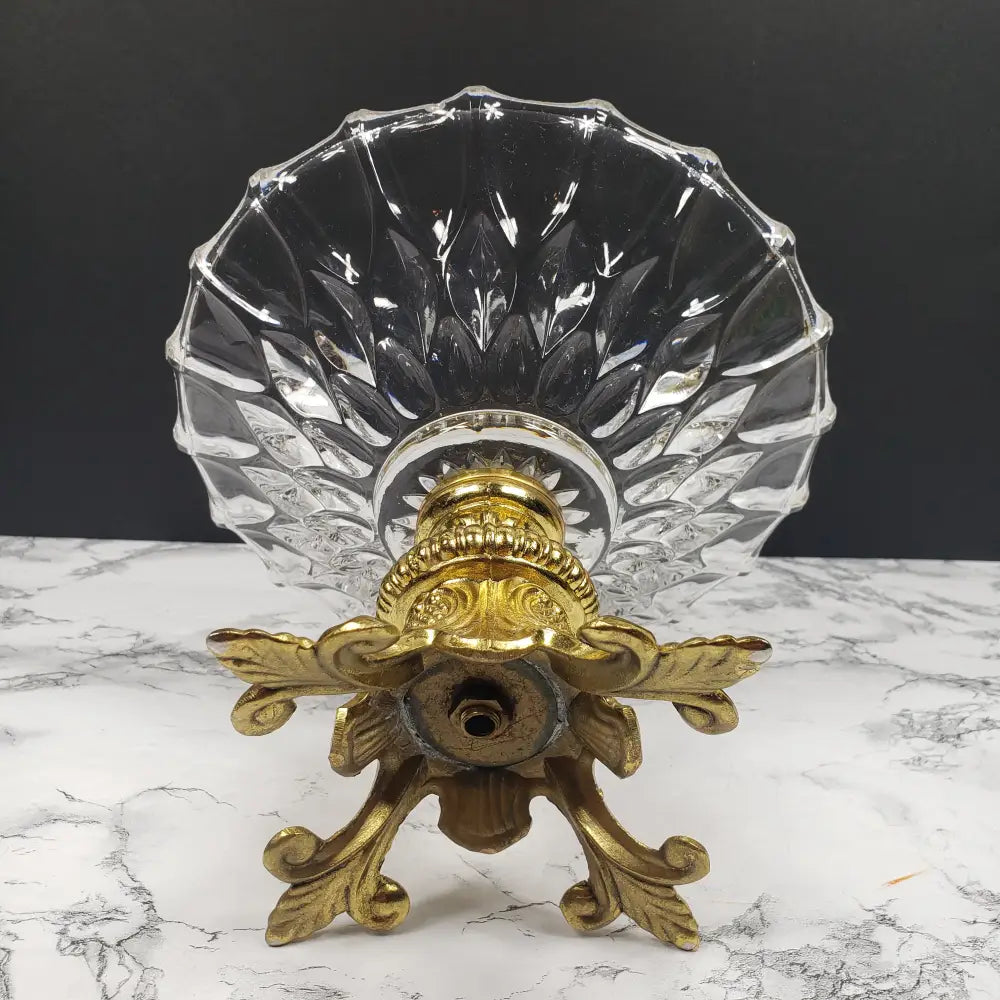 Hollywood Regency Crystal Pedestal Centerpiece Vintage Decor